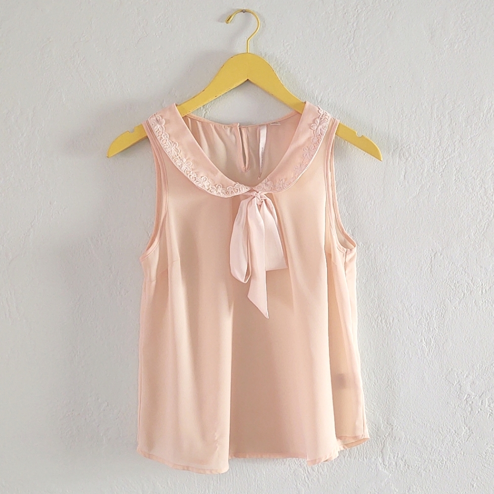 Cream Peter Pan Collar Blouse with Embroidery